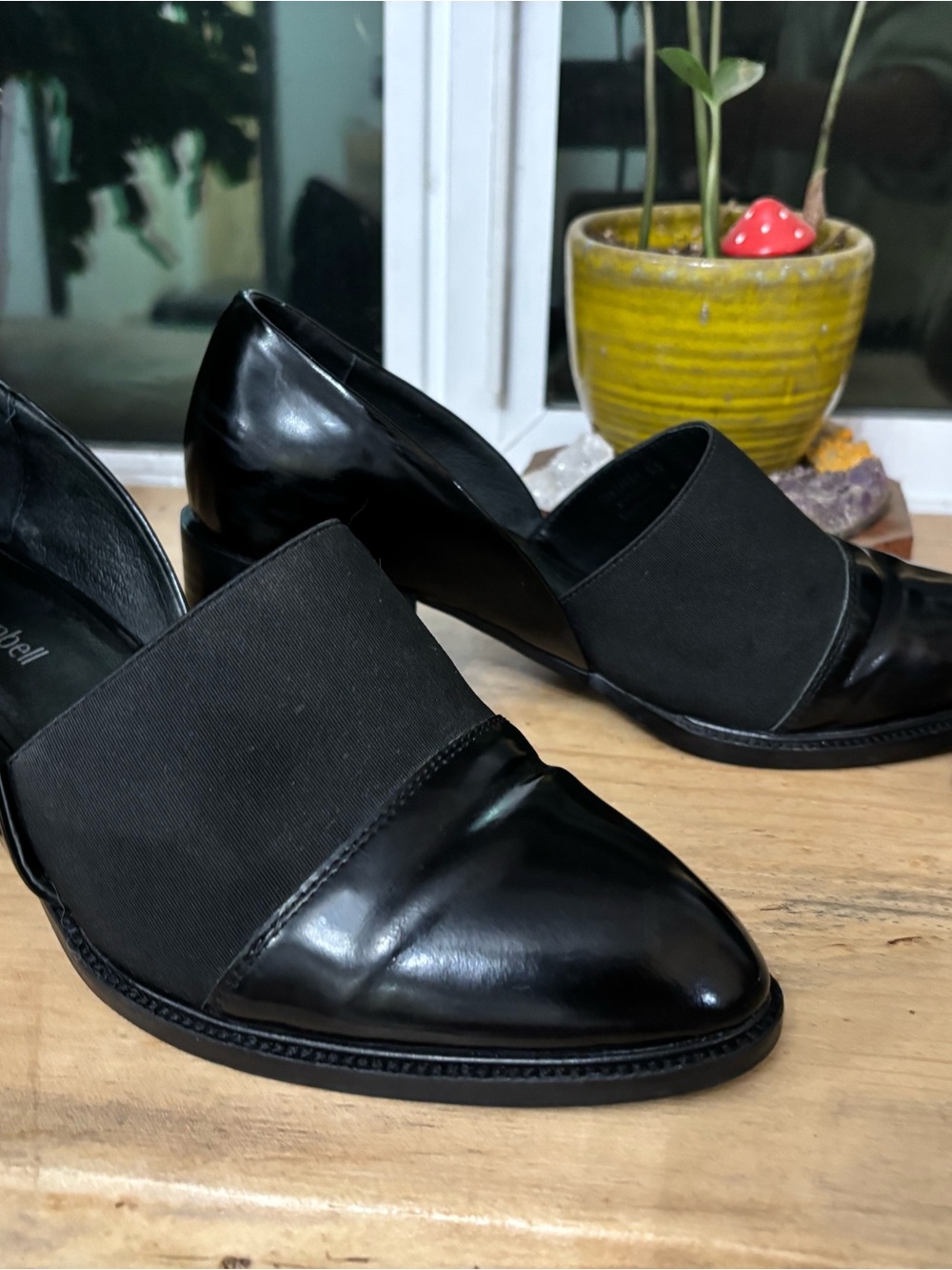 Jeffrey Campbell Black Leather Elastic Band Heels